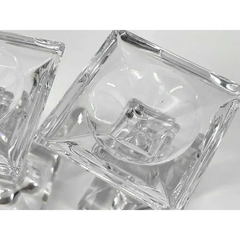 VILLEROY & BOCH Candle Taper Holders Crystal Square 4” Tall Set Of 2
